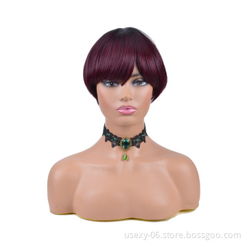 New Arrival Multiple Colour Short Pixie Cut Raw Indian Cuticle Aligned Virgin Human Hair Wigs